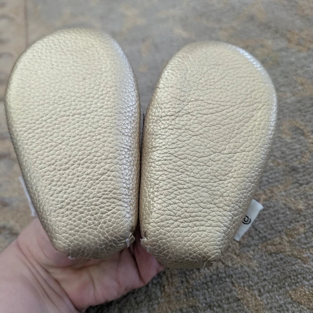Little Monkey Gold Baby Moccasins Sz 1